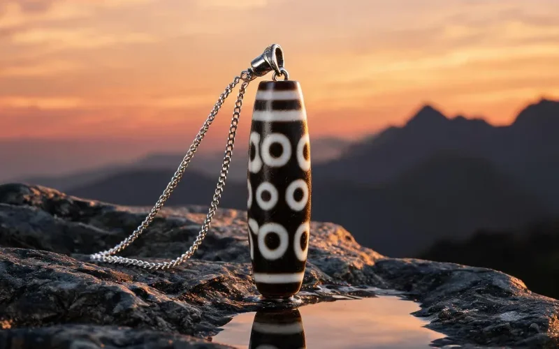 Travel Safety Dzi Bead Necklace Sacred Totem Courage Symbol Spiritual Accessory