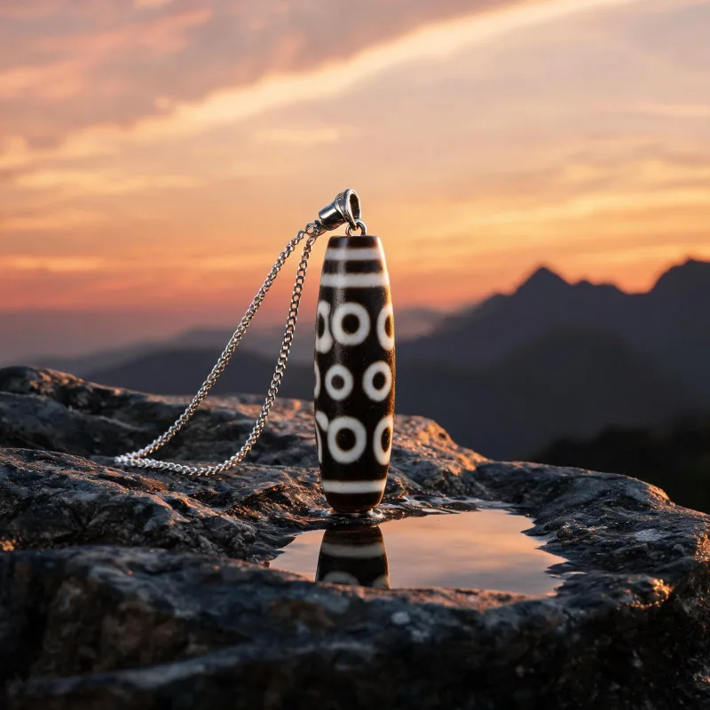 Travel Safety Dzi Bead Necklace Sacred Totem Courage Symbol Spiritual Accessory