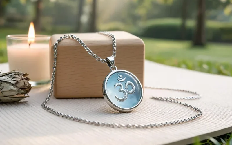 Natural Crystal Mindfulness Pendant Good Luck Amulet Necklace for Yoga Rituals