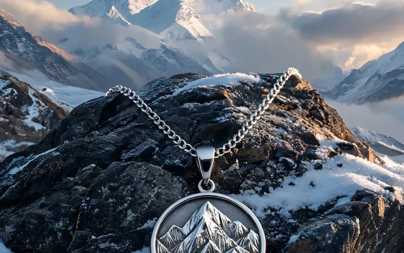 Minimalist Mountain Totem Pendant Everest Summit Spirit Good Luck Crystal Jewelry