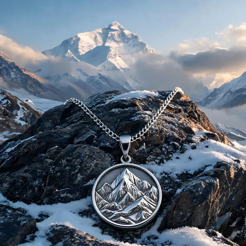 Minimalist Mountain Totem Pendant Everest Summit Spirit Good Luck Crystal Jewelry