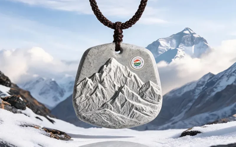 Hand Carved Stone Jewelry Chomolungma Heritage Courage Symbol Positive Energy Pendant