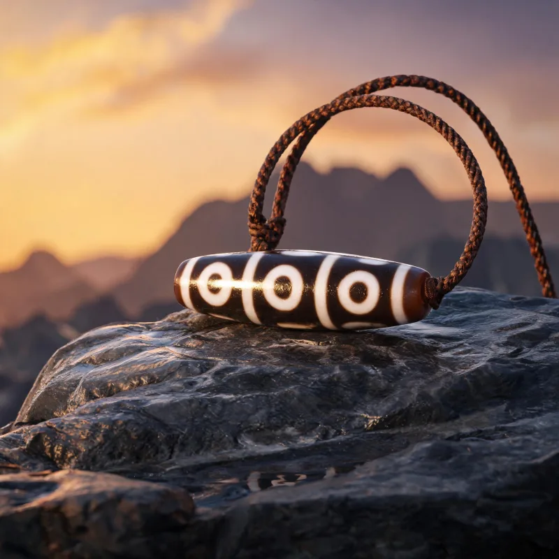 Teenager Gift Small Dzi Charm Necklace Sacred Symbol Good Luck Positive Energy Jewelry