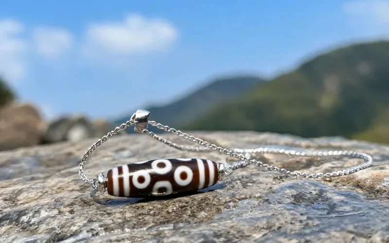 Rare Himalayan Antique Dzi Jewelry Sacred Totem Courage Luck Amulet Accessory