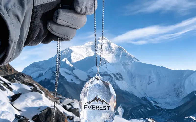 Unisex Outdoor Hiking Everest Spirit Necklace Summit Peak Good Luck Symbol Crystal
