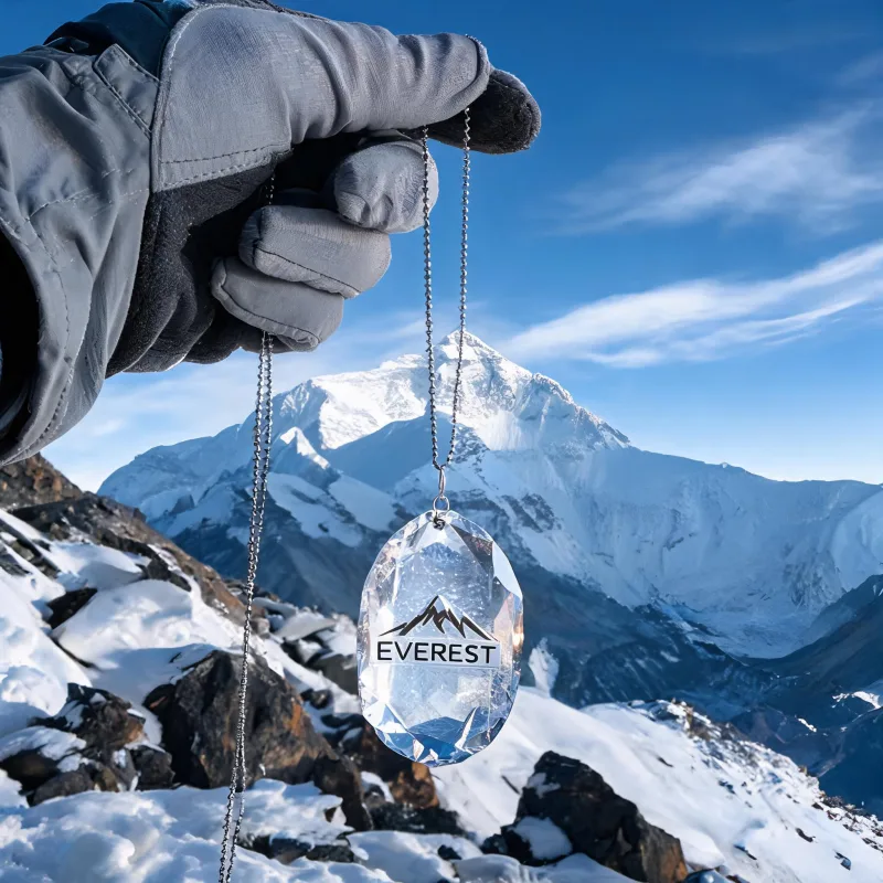 Unisex Outdoor Hiking Everest Spirit Necklace Summit Peak Good Luck Symbol Crystal