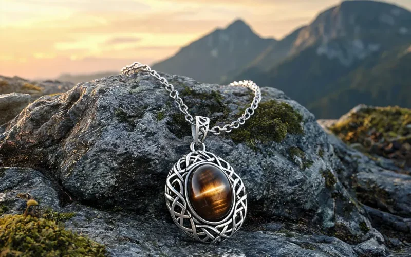 Powerful High Vibration Gemstone Talisman Necklace Earth Grounding Courage Symbol Charm