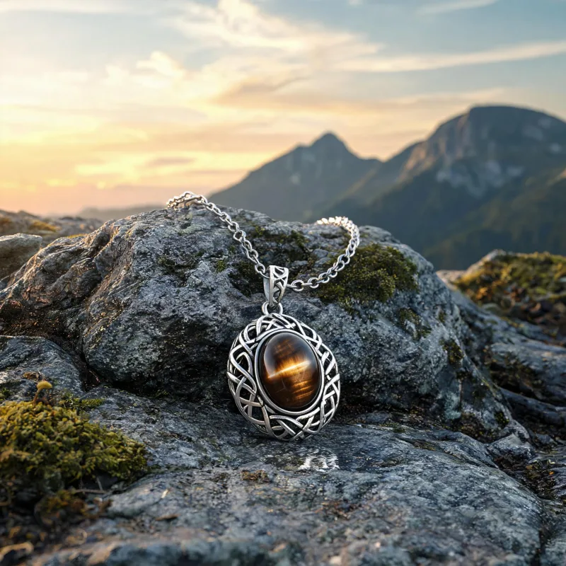 Powerful High Vibration Gemstone Talisman Necklace Earth Grounding Courage Symbol Charm