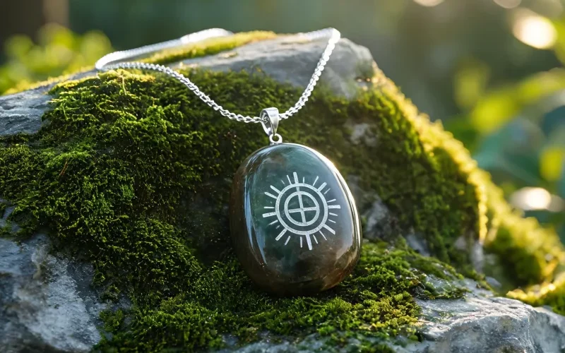 Rare High-Vibration Stone Pendant Earth Energy Sacred Symbol Lucky Amulet Necklace