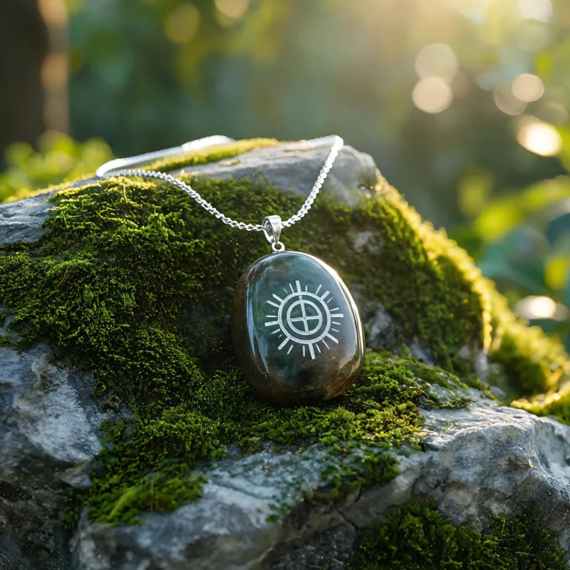 Rare High-Vibration Stone Pendant Earth Energy Sacred Symbol Lucky Amulet Necklace