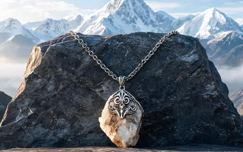 Raw Himalayan Mineral Totem Necklace Earth Energy High Vibration Protection Jewelry