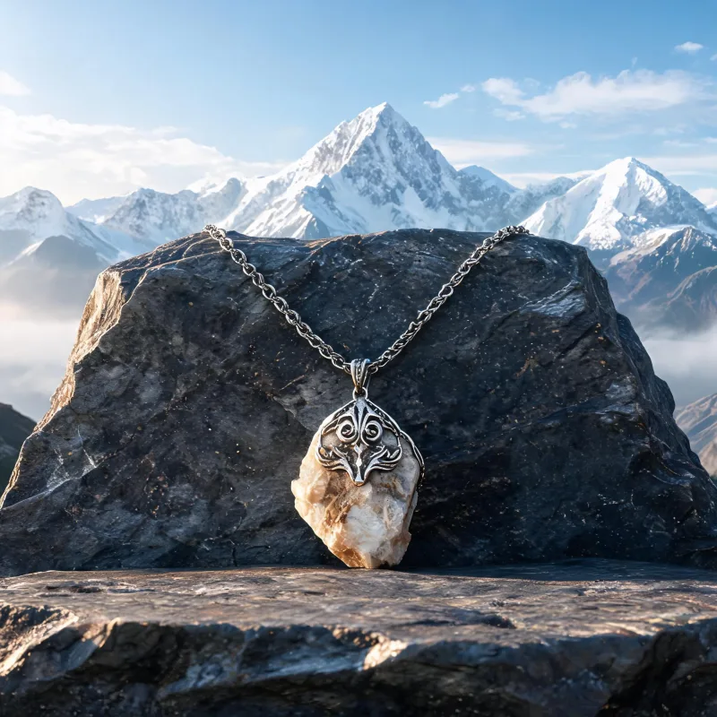 Raw Himalayan Mineral Totem Necklace Earth Energy High Vibration Protection Jewelry