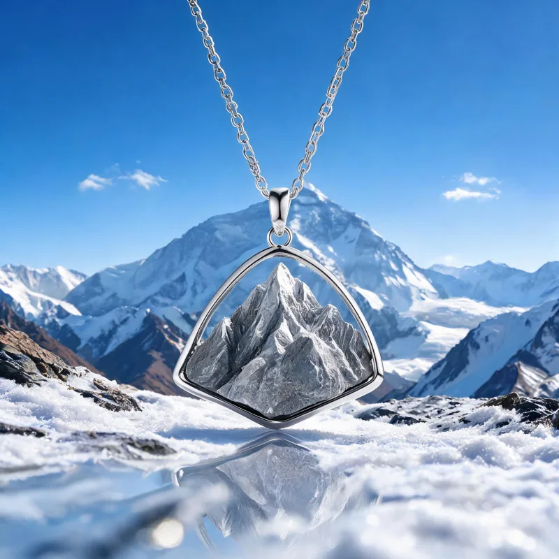 Engraved Mountain Totem Jewelry Everest Summit Spirit Good Luck Protection Necklace