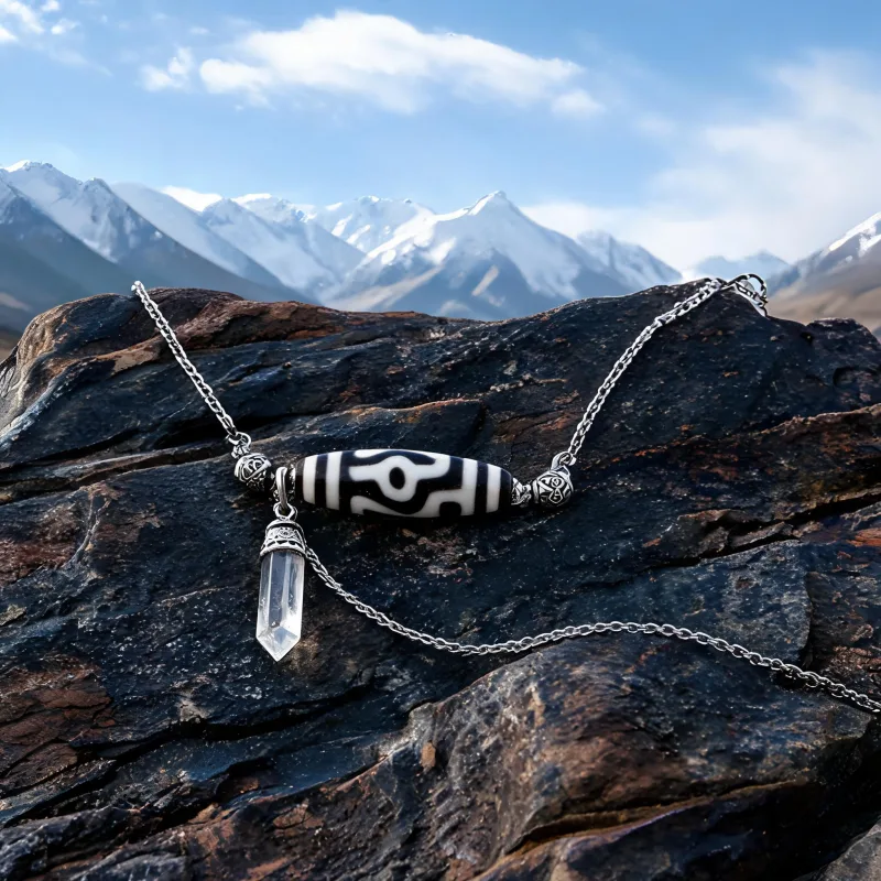 Minimalist Single Dzi Bead Pendant Sacred Totem Positive Energy Courage Accessory