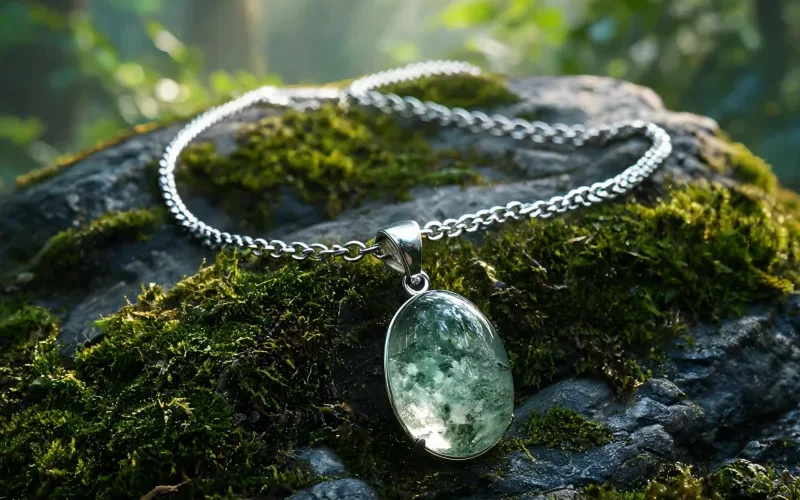 Vibrational Healing Crystal Necklace Earth Energy Good Luck Protection Pendant