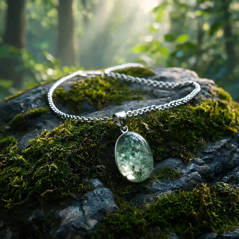 Vibrational Healing Crystal Necklace Earth Energy Good Luck Protection Pendant